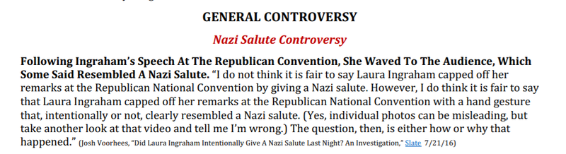 Illustration for article titled Objectively Speaking, There's a Lot of Psycho Nazi Type Stuff in This Laura Ingraham Background Report